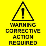 Pack of 100 Warning corrective action required labels 75 x 75mm MJN