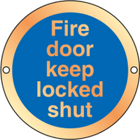 Prestige Anodized gold Fire Door Keep locked shut sign MJN Safety Signs Ltd