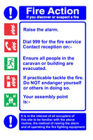 Fire action sign for Caravans or Portable buildings MJN Safety Signs Ltd