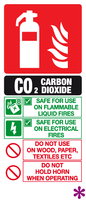 Carbon dioxide fire extinguisher ID sign MJN Safety Signs Ltd