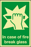 In case of fire break glass Photoluminescent sign MJN Safety Signs Ltd