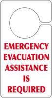 Emergency Evacuation Assistance is Required hook on door sign MJN Safety Signs Ltd