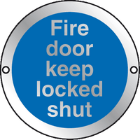 Prestige Anodized silver Fire Door Keep locked shut sign MJN Safety Signs Ltd