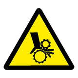 Danger moving machinery risk of trapped hand/fingers labels MJN Safety Signs Ltd