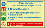 Small fire action sign MJN Safety Signs Ltd