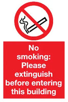 No Smoking: Please extinguish Sign MJN Safety Signs Ltd