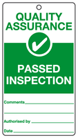 Quality Assurance Passed Inspection Tie-tag MJN Safety Signs Ltd