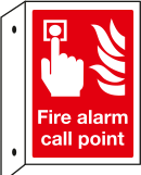 Fire alarm call point Double sided projecting sign MJN Safety Signs Ltd