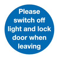Please switch off light and lock door when leaving sign MJN Safety Signs Ltd