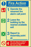 Fire Action 1-4 Photoluminescent Sign MJN Safety Signs Ltd