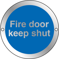 Prestige Anodized silver Fire Door Keep shut sign MJN Safety Signs Ltd