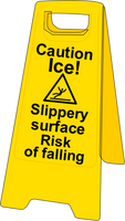 Double sided plastic floor stand Caution Ice MJN Safety Signs Ltd