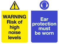 Warning Risk of high noise levels Ear protection must be worn sign MJN Safety Signs Ltd