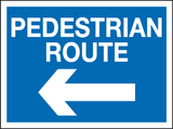 Pedestrian route arrow left MJN Safety Signs Ltd