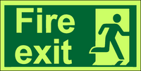 Fire exit right photoluminescent sign MJN Safety Signs Ltd