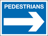 Pedestrians sign - arrow right MJN Safety Signs Ltd