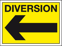 Diversion left sign MJN Safety Signs Ltd