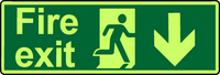 Fire exit down double sided hanging photoluminescent sign MJN Safety Signs Ltd
