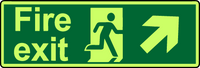 Fire exit diagonal up right photoluminescent sign MJN Safety Signs Ltd