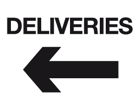Deliveries arrow left sign MJN Safety Signs Ltd