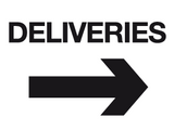 Deliveries arrow right sign MJN Safety Signs Ltd