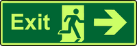 Exit right photoluminescent sign MJN Safety Signs Ltd