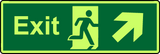 Exit diagonal straight right photoluminescent sign MJN Safety Signs Ltd
