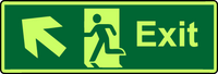 Exit diagonal straight left photoluminescent sign MJN Safety Signs Ltd