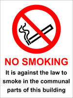 No Smoking in communal areas MJN Safety Signs Ltd