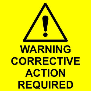 10 x Warning corrective action required labels MJN Safety Signs Ltd