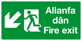 Allanfa dan Fire exit diagonal left down Welsh/English sign MJN Safety Signs Ltd