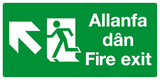 Allanfa dan Fire exit diagonal left up Welsh/English sign MJN Safety Signs Ltd
