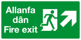 Allanfa dan Fire exit diagonal right up Welsh/English sign MJN Safety Signs Ltd