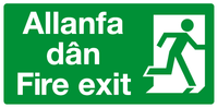 Allanfa dan Fire exit right Welsh/English Safety sign MJN Safety Signs Ltd