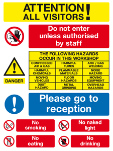 Attention all visitors sign MJN Safety Signs Ltd