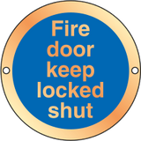 Prestige Anodized gold Fire Door Keep locked shut sign MJN Safety Signs Ltd