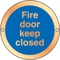 Prestige Anodized gold Fire Door Keep closed sign MJN Safety Signs Ltd