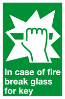 In case of fire break glass for key sign MJN Safety Signs Ltd