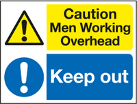 Caution men working overhead keep out sign MJN Safety Signs Ltd