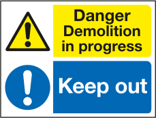 Danger demolition in progress keep out sign MJN Safety Signs Ltd