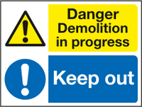 Danger demolition in progress keep out sign MJN Safety Signs Ltd
