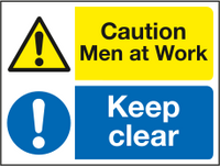 Caution men at work keep clear sign MJN Safety Signs Ltd