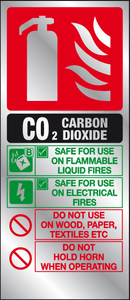 Carbon dioxide fire extinguisher instructions prestige sign MJN Safety Signs Ltd