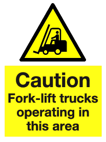 Caution Fork-lift trucks operating in this area sign MJN Safety Signs Ltd