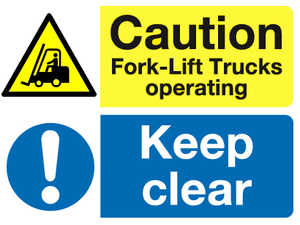 Caution Fork-lift trucks Keep Clear sign MJN Safety Signs Ltd