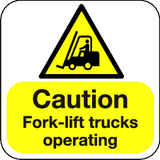 Caution Fork-lift trucks operating floor graphic sign MJN Safety Signs Ltd