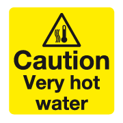 Caution Very hot water sign MJN Safety Signs Ltd