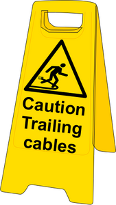 Double sided plastic floor stand Caution trailing cables MJN Safety Signs Ltd