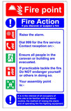 Fire action sign for Caravans or Portable buildings with fire point MJN Safety Signs Ltd