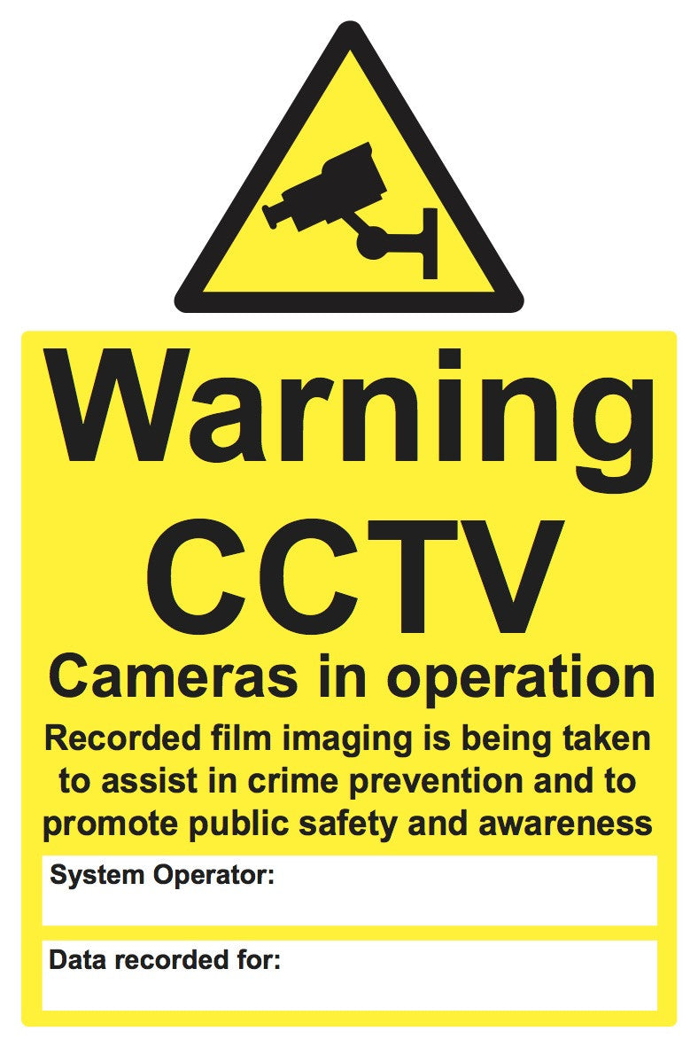 Camera Filming Sign Warning CCTV cameras in operation sign | Recorded image | CCTV Sign ...